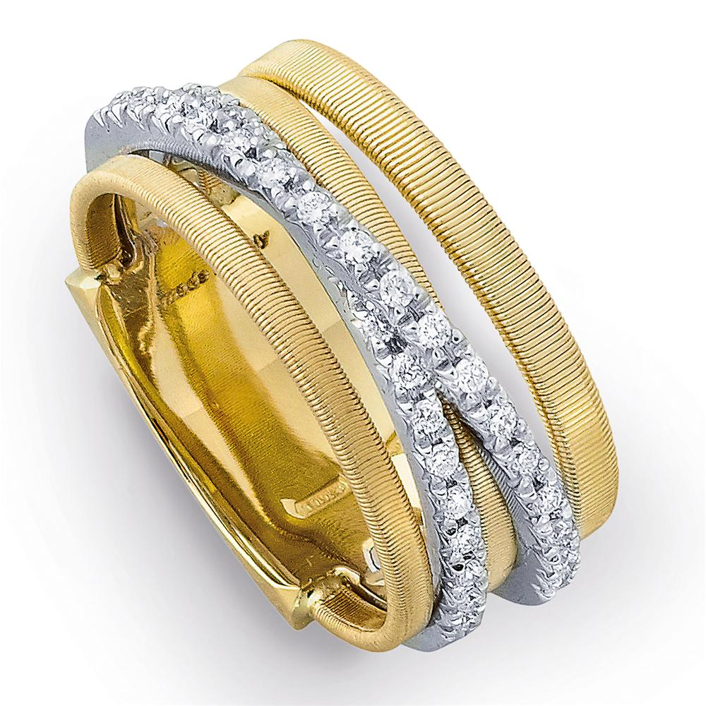 Marco Bicego Goa 5 Row Diamond Yellow Gold Ring AG315 BYW