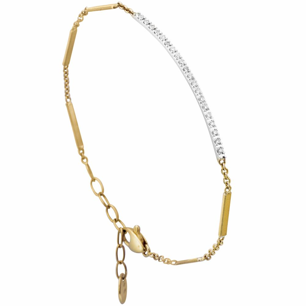 Marco Bicego Goa Diamond Bar Yellow Gold Link Bracelet 7" BG713 BYW