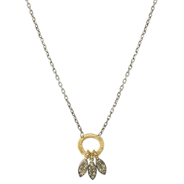 Dana Kellin Three Feather Necklace Blackened Silver & Yellow Gold