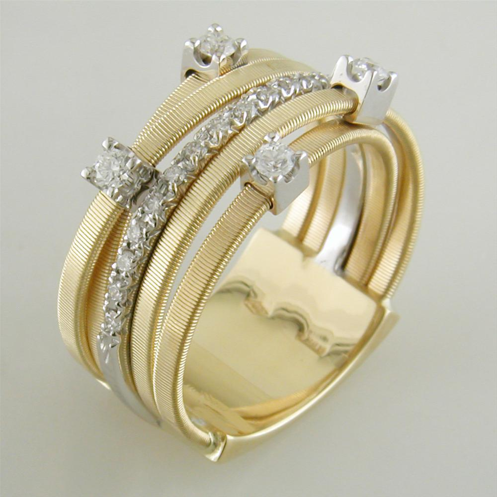 Marco Bicego Goa 5 Row Diamond Yellow Gold Ring AG270 B2 YW