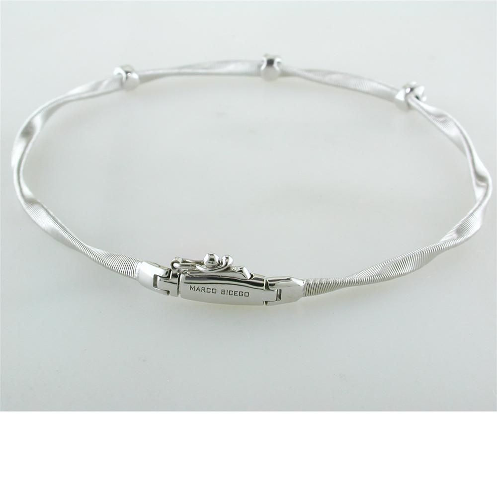 Marco Bicego Marrakech Three Diamond Single Strand Bracelet White Gold BG337BW