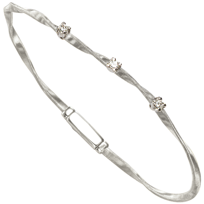 Marco Bicego Marrakech Three Diamond Single Strand Bracelet White Gold BG337BW