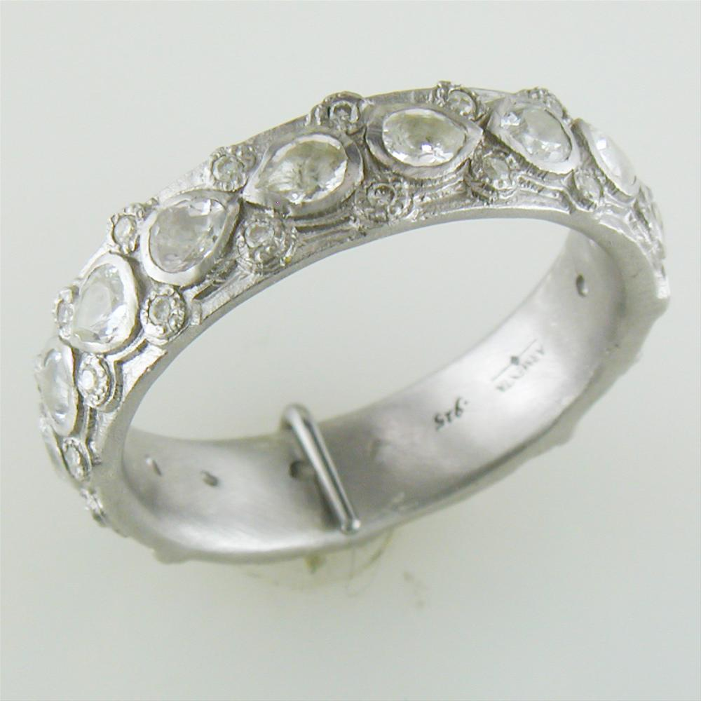 Armenta Lacy Eternity Stackable Silver Ring with Sapphires & Diamonds