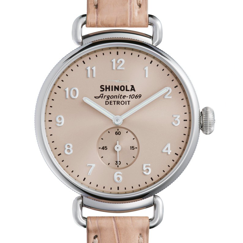 Shinola Canfield 38mm Ladies Watch Nude Pink Dial and Leather Strap 20001934