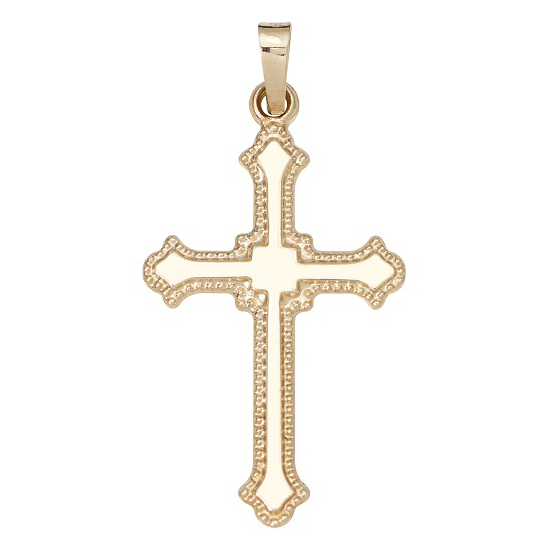 14k Yellow Gold Open Cross Charm Pendant