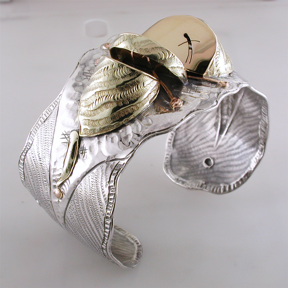 Margaret Barnaby Organic Pod Cuff Bracelet Sterling Silver & 18K Yellow Gold