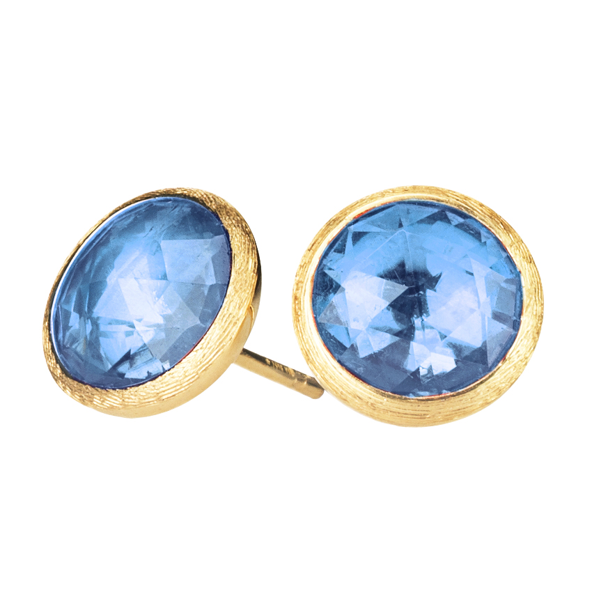Marco Bicego Jaipur Blue Topaz Yellow Gold Stud Earrings OB957 TP01Y