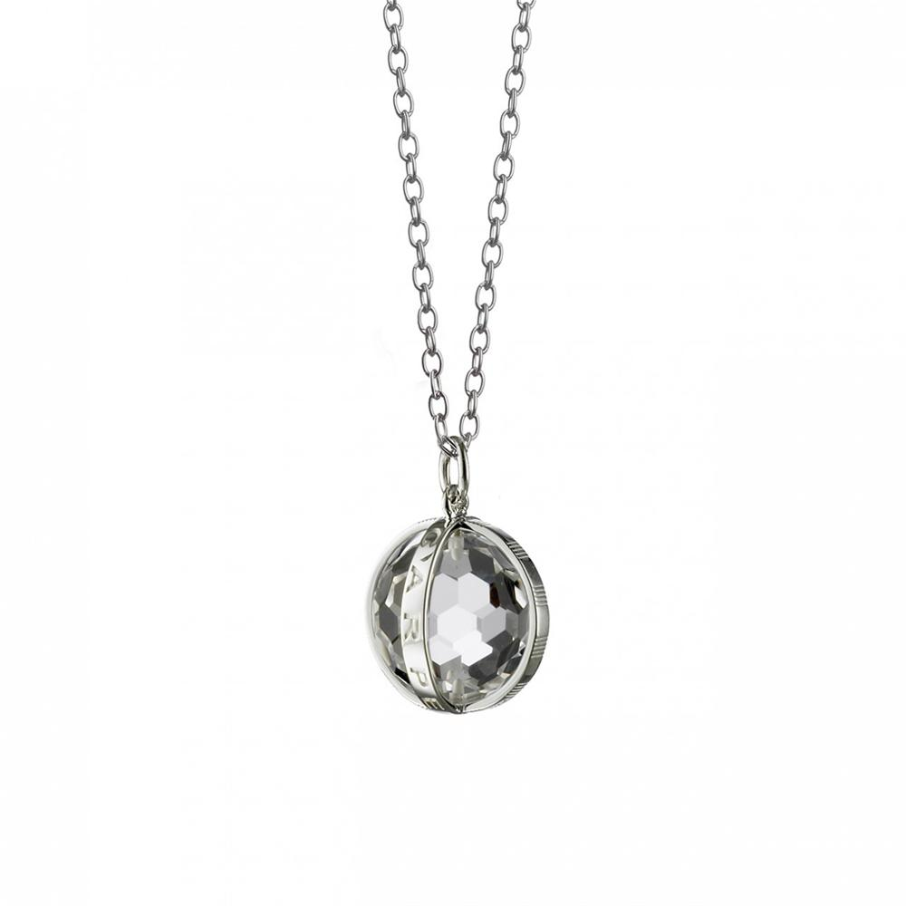 Monica Rich Kosann "Carpe Diem" Necklace Silver Sterling 5/8" Rock Crystal Charm 26" Chain