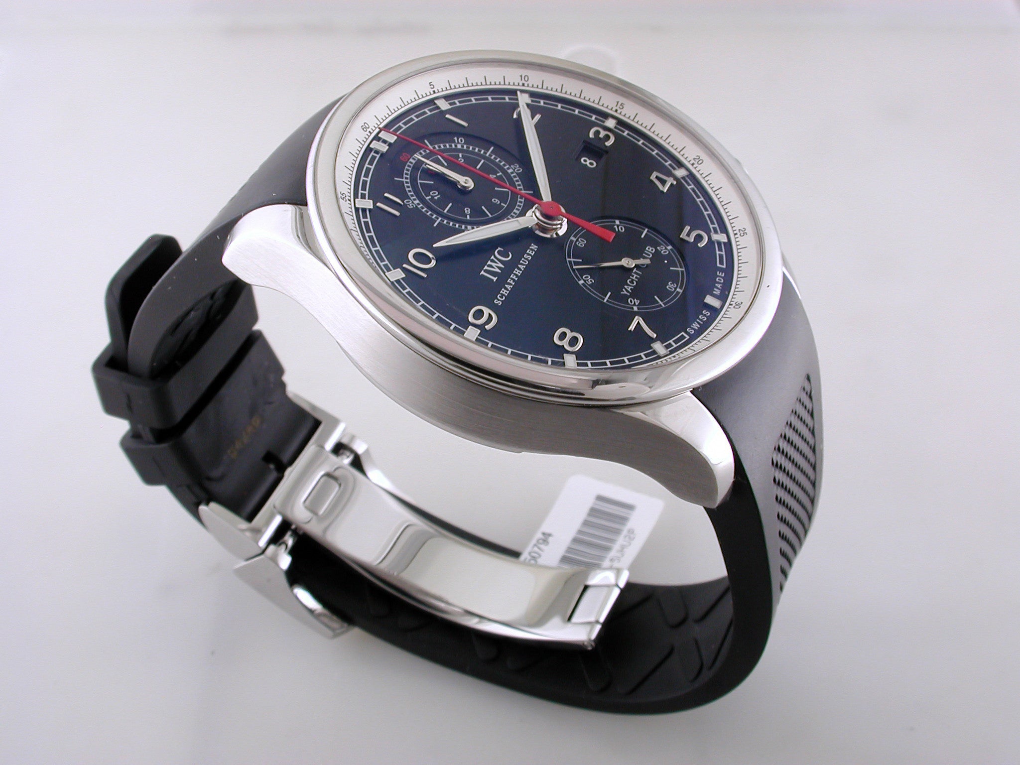 Pre-Owned IWC Portugieser Yacht Club Chronograph Black Dial Rubber Strap Watch IW390210
