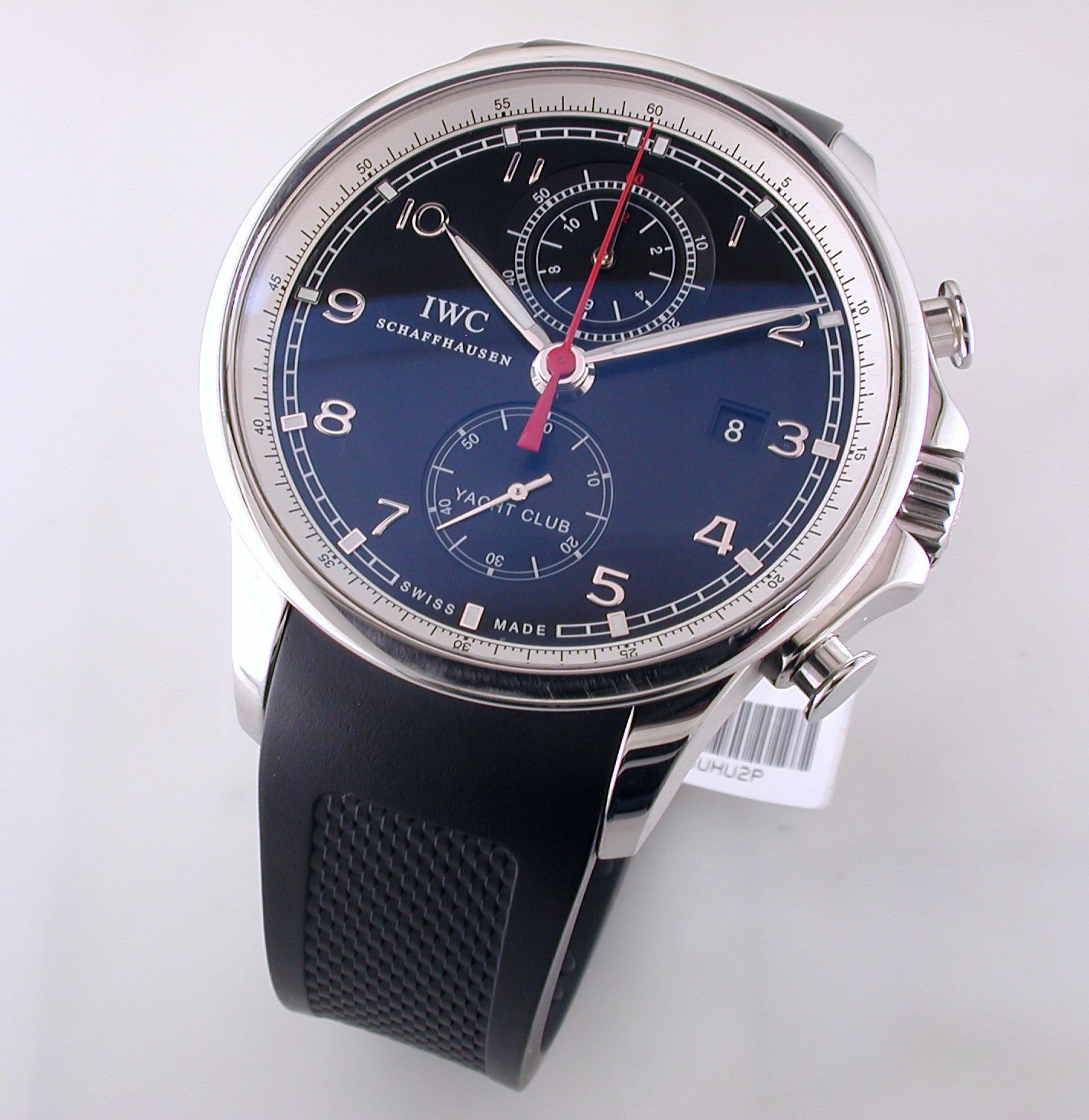 Pre-Owned IWC Portugieser Yacht Club Chronograph Black Dial Rubber Strap Watch IW390210
