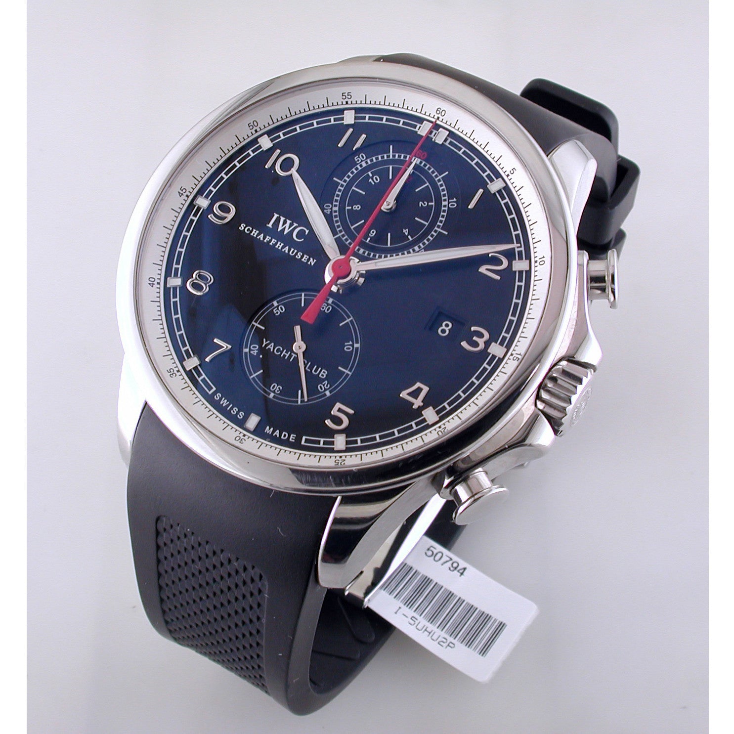 Pre-Owned IWC Portugieser Yacht Club Chronograph Black Dial Rubber Strap Watch IW390210
