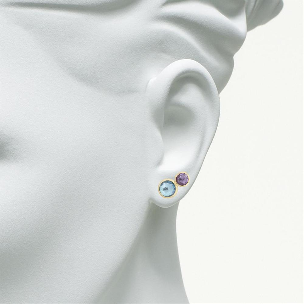 Marco Bicego Jaipur 18K Yellow Gold Two Stone Stud Earrings with Topaz and Amethyst OB1518 MIX52 Y02