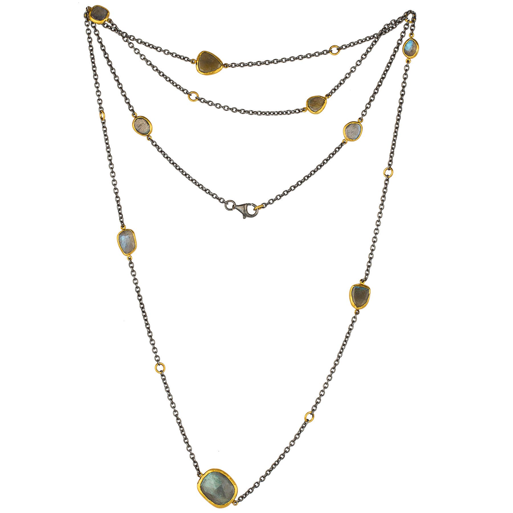 Lika Behar "Katya" Labradorite Necklace in Sterling Silver & 24K Gold 38"