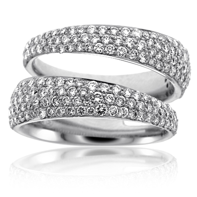 Roberto Coin Scalare 2 Row Diamond Ring White Gold 8881439AW65X