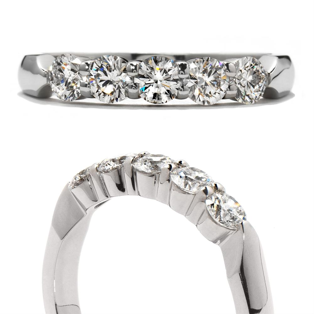 Hearts on Fire Five Stone Diamond Wedding Band Ring .50ctw