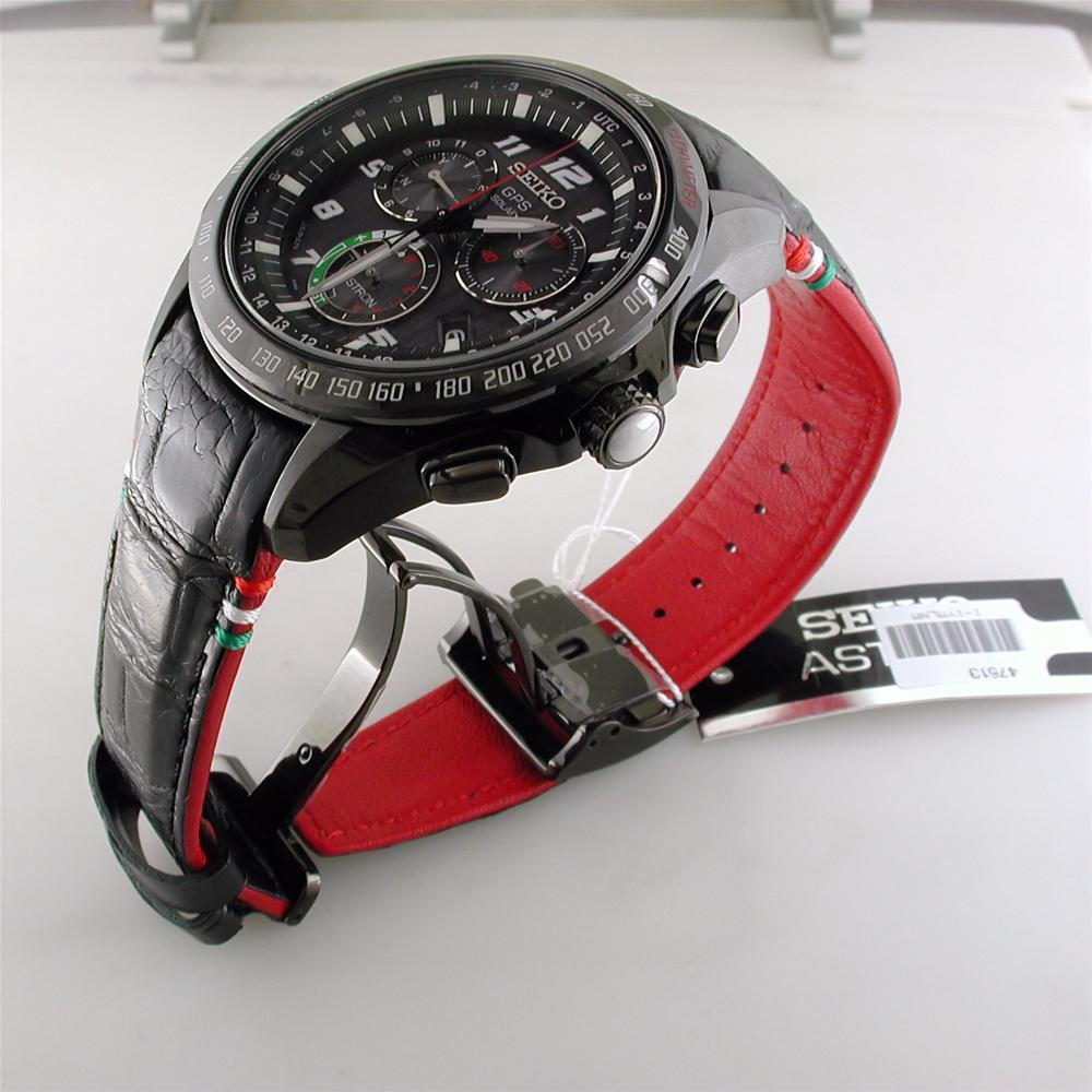 Seiko Astron Giugiaro Limited Edition 2015 GPS Solar Black Titanium Ceramic Tri-Color Watch 44.6mm SSE037
