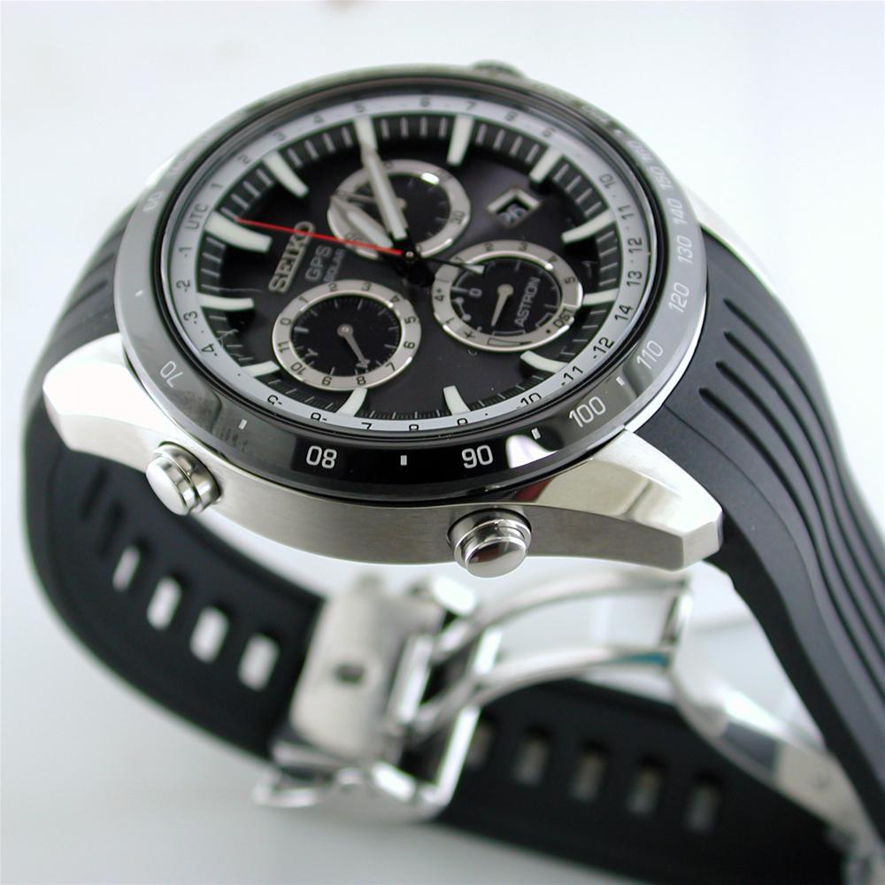 Seiko Astron Solar GPS Ceramic Black Stainless White 44.6mm Chronograph Watch SSE015