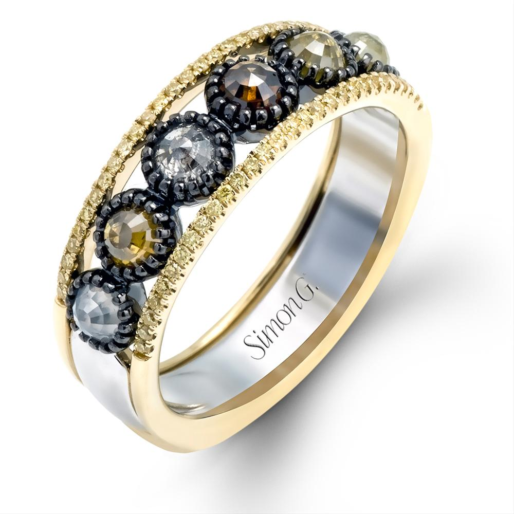Simon G. Vintage Style Rose Cut Yellow & Brown Diamond Ring MR2450