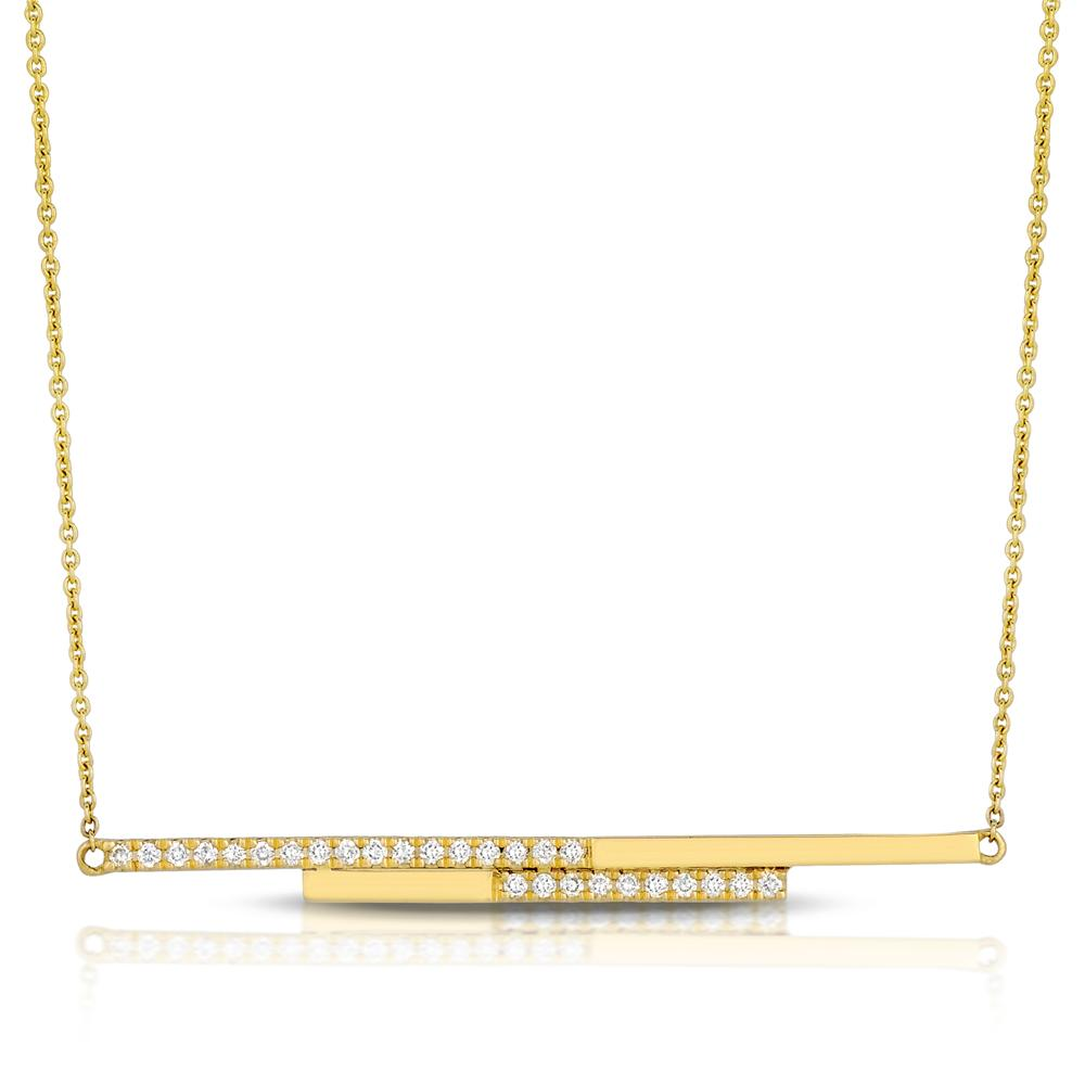 Doves Linear Horizontal Diamond Line Pendant Necklace in 18K Yellow Gold