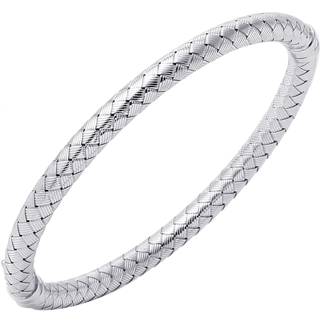 Charles Garnier Sterling Silver 5mm Monza Mesh Bangle Bracelet