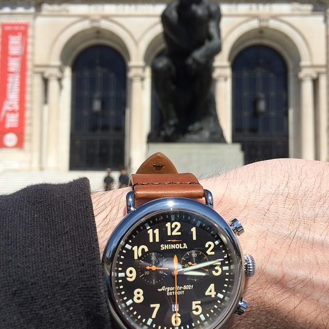 Shinola Runwell Chronograph 47mm Black Dial Brown Leather Men's Watch S0110000044
