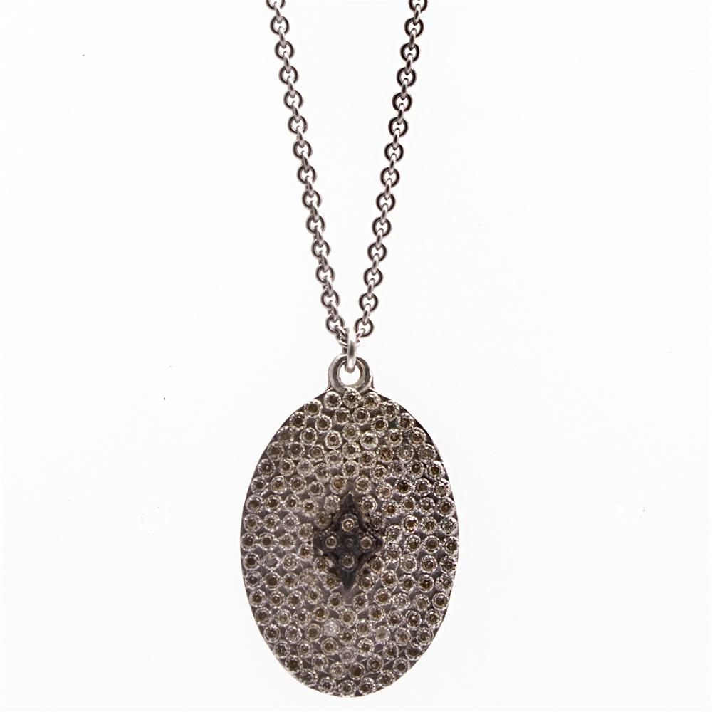 Armenta Paví© Oval Cravelli Drop Necklace Double-Sided with Champagne Diamonds