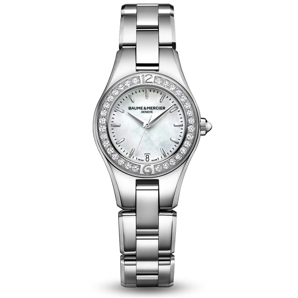 Baume & Mercier Linea Diamond Bezel Mother of Pearl Dial 27mm Ladies Watch 10013
