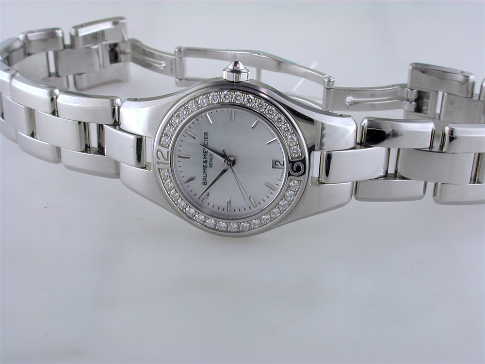 Baume & Mercier Linea Diamond Bezel Mother of Pearl Dial 27mm Ladies Watch 10013