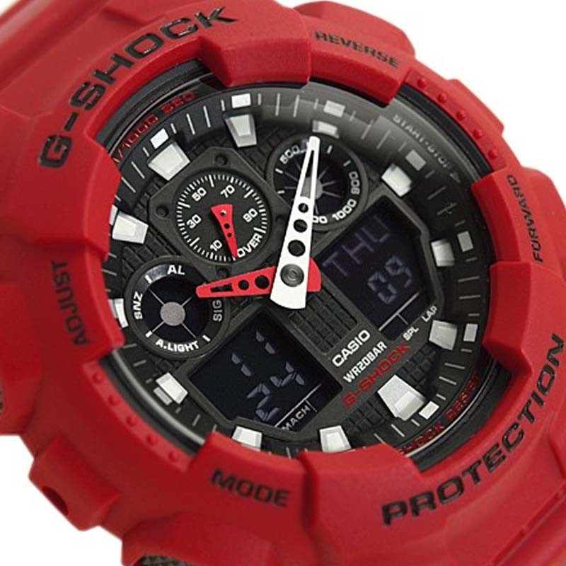 Casio G-Shock Analog Digital Red Classic Watch GA100B-4A