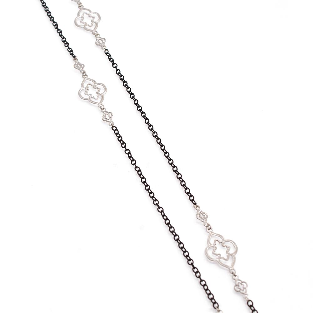 Armenta Oxidized Blackened Silver Cable Chain with Large Scroll Stations