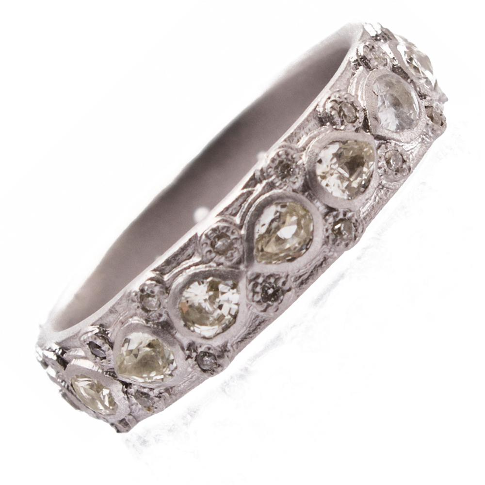 Armenta Lacy Eternity Stackable Silver Ring with Sapphires & Diamonds