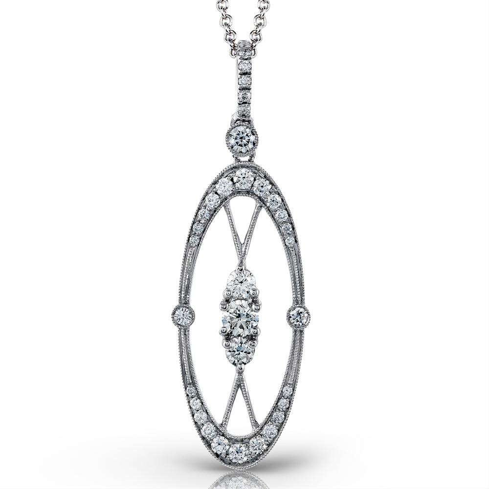 Simon G. Vintage Duchess Diamond Oval Pendant Necklace TP262
