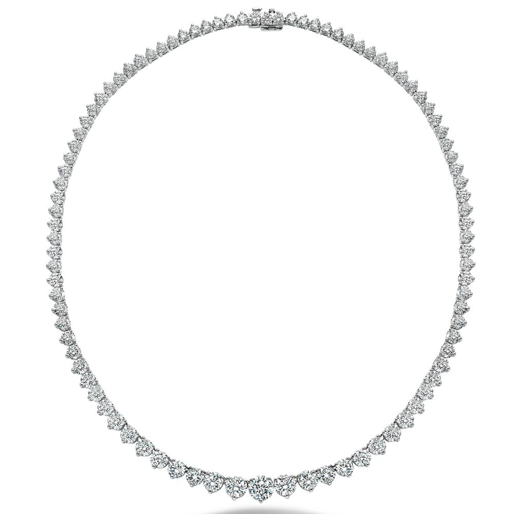 Forevermark Ideal Cut Round Diamond Eternity Tennis Necklace 18K White Gold