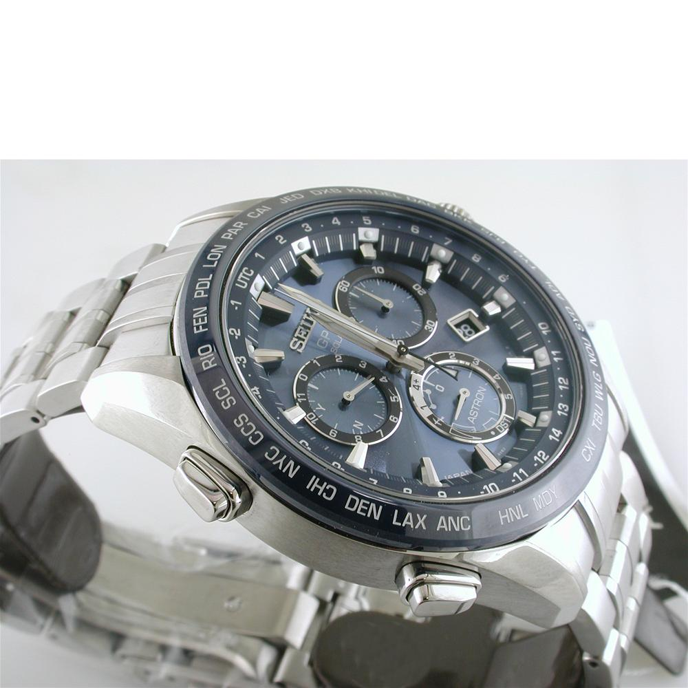 Seiko Astron GPS Solar Titanium Blue Dial Ceramic Bezel 44.6mm Watch SSE005