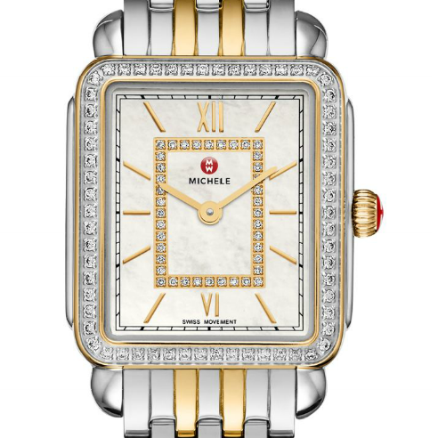 Michele Deco II Mid-size Diamond Two-tone Diamond Dial Watch MWW06i000004