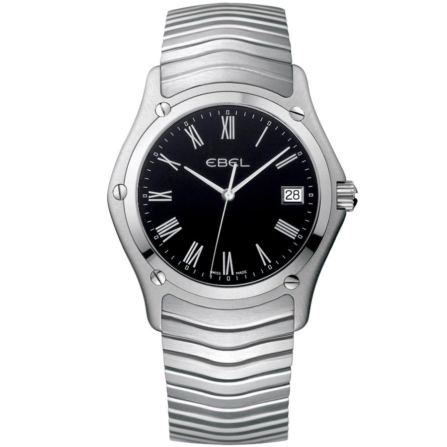 Ebel Classic Wave Men's Black Dial Stainless Steel Watch 37mm 1215274
