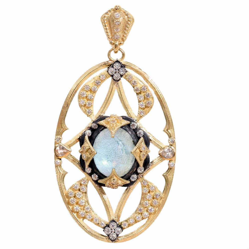 Armenta Labrodorite 18K & Silver Pendant with Heraldry Griffin Diamonds P2597