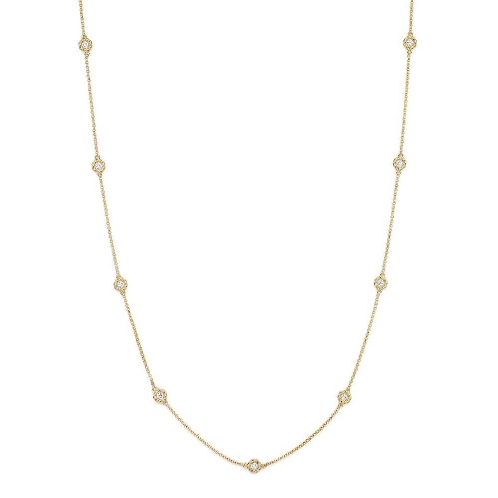 Roberto Coin Diamonds by the Inch Barocco Station 9 Diamond 18" Long Necklace Yellow Gold
