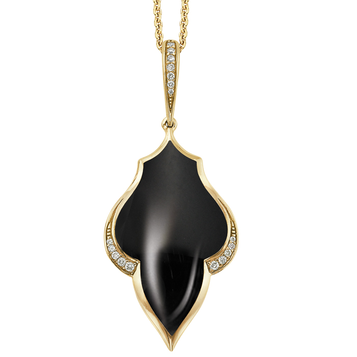 Kabana Onyx & Diamond Yellow Gold Pendant Necklace GPCF497OX