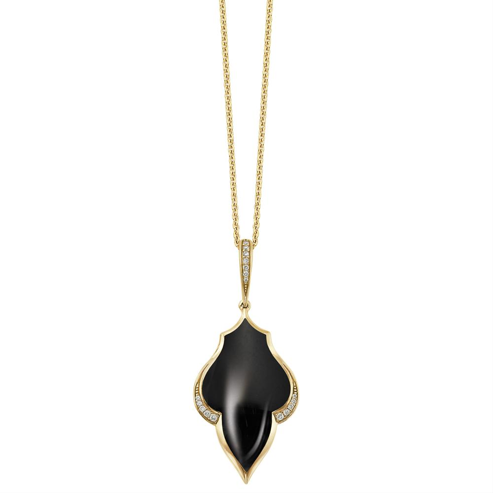 Kabana Onyx & Diamond Yellow Gold Pendant Necklace GPCF497OX