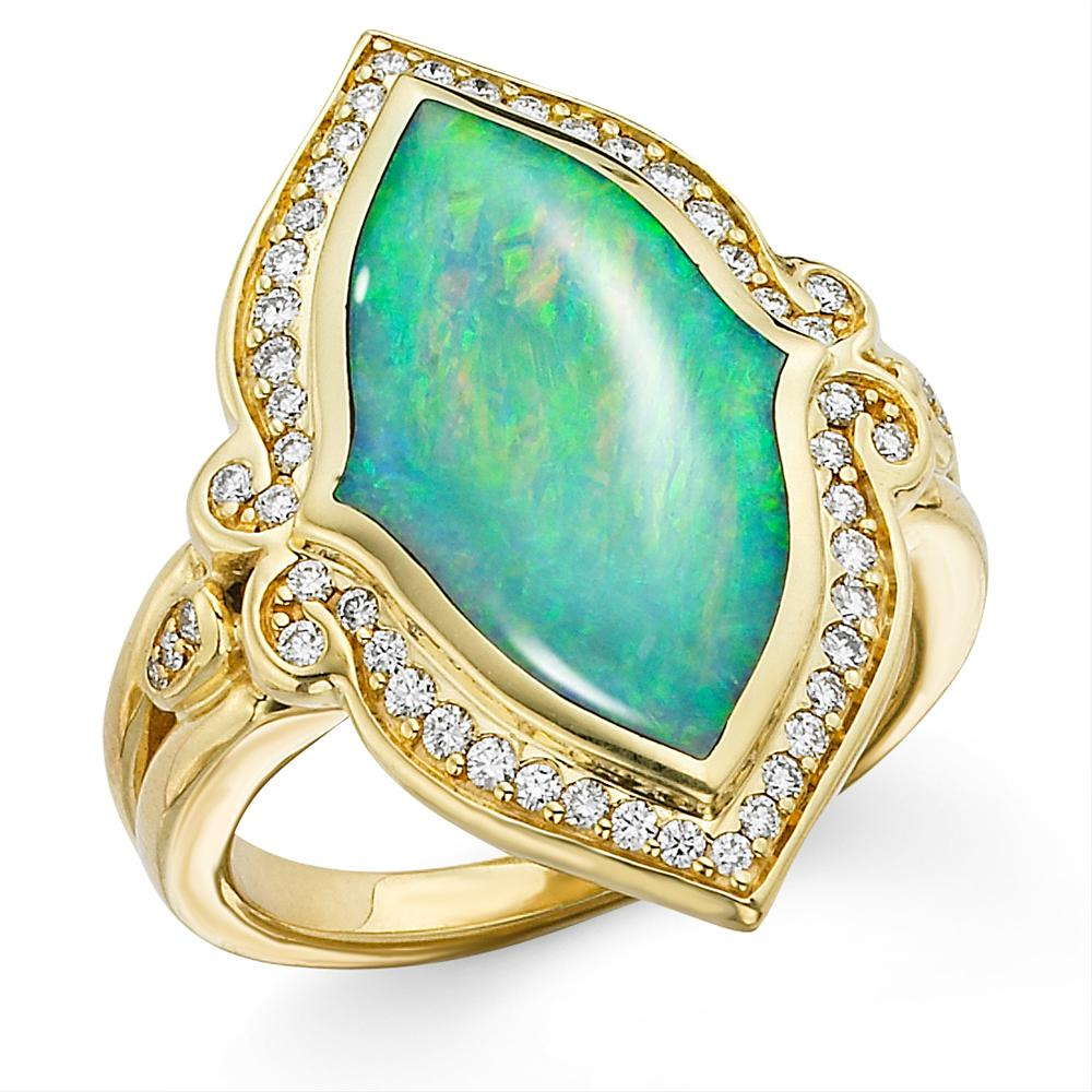 Kabana Opal & Diamond Yellow Gold Ring XGRIF545D4XX