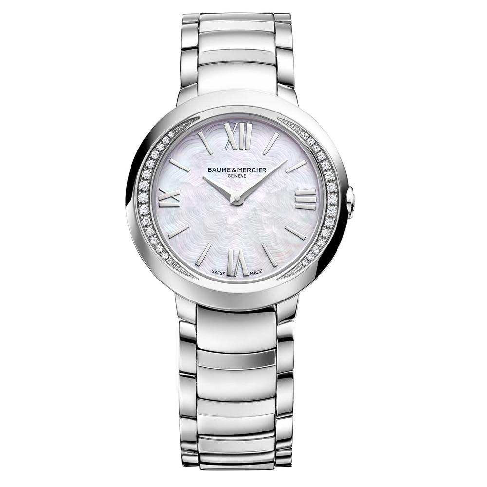 Baume & Mercier Promesse Diamond Bezel Ladies Steel Quartz Watch 30mm 10160