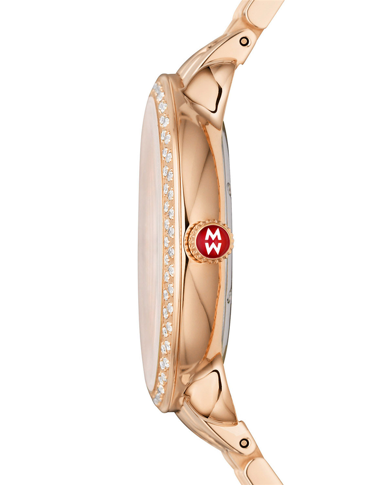 Michele Serein 16 Diamond Rose Gold Beige Diamond Dial Watch Head & Bracelet