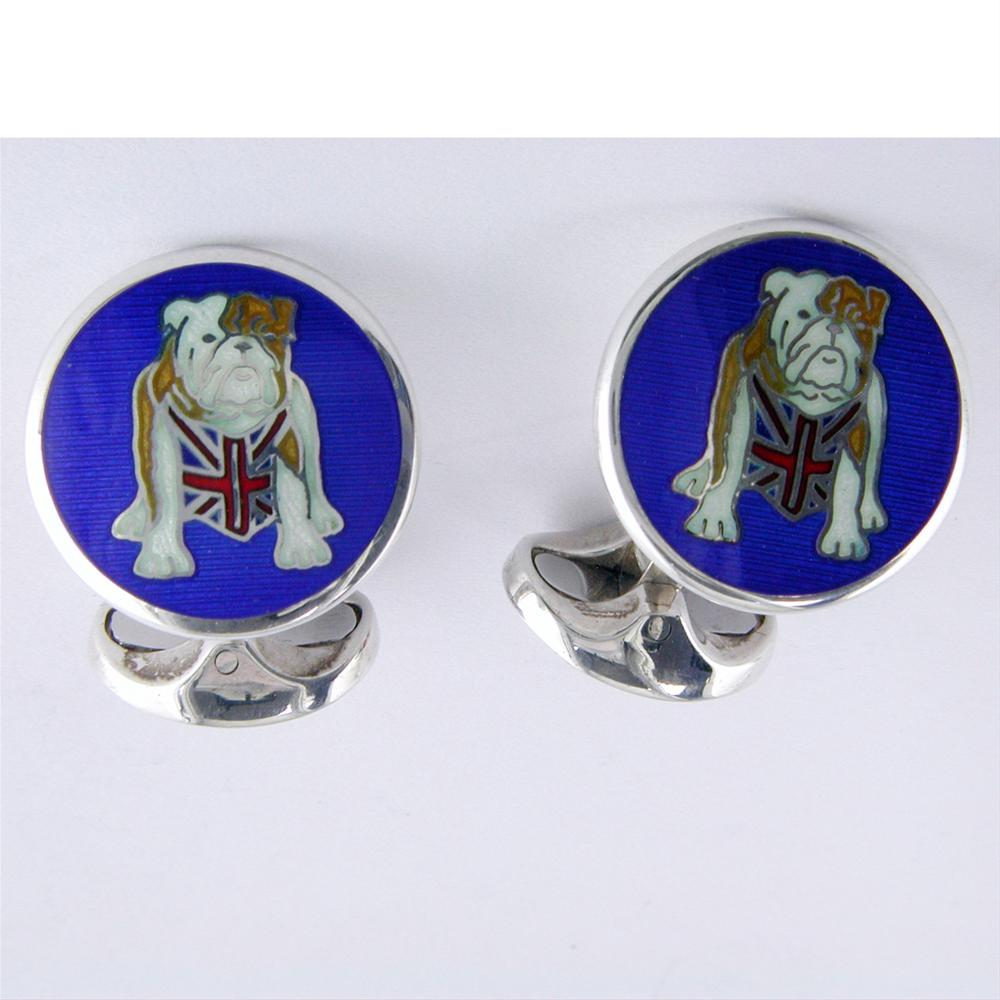 Deakin & Francis British Bulldog Union Jack Flag Sterling Silver Cufflinks
