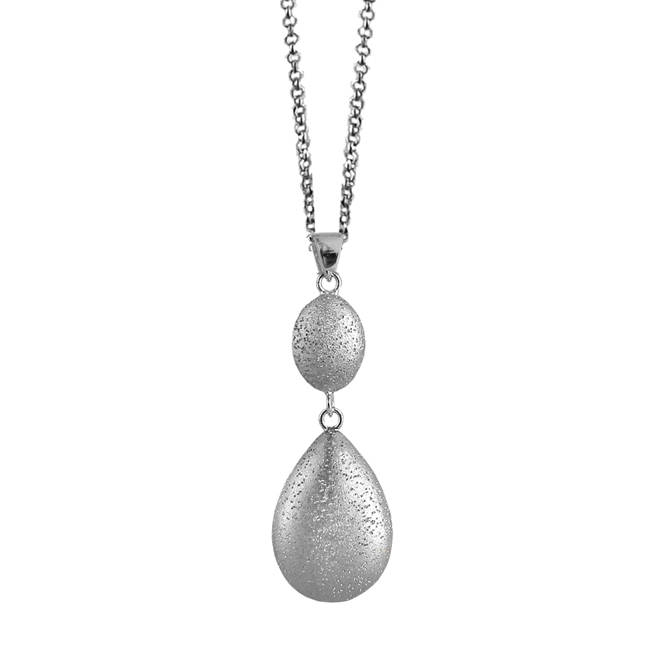 Charles Garnier Silver Pear Drop Pendant Necklace Rhodium Finish CXN1723W18