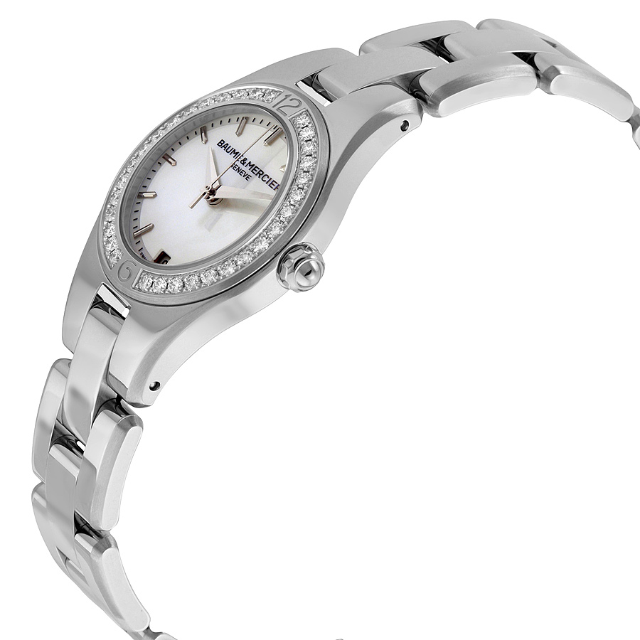 Baume & Mercier Linea Diamond Bezel Mother of Pearl Dial 27mm Ladies Watch 10013