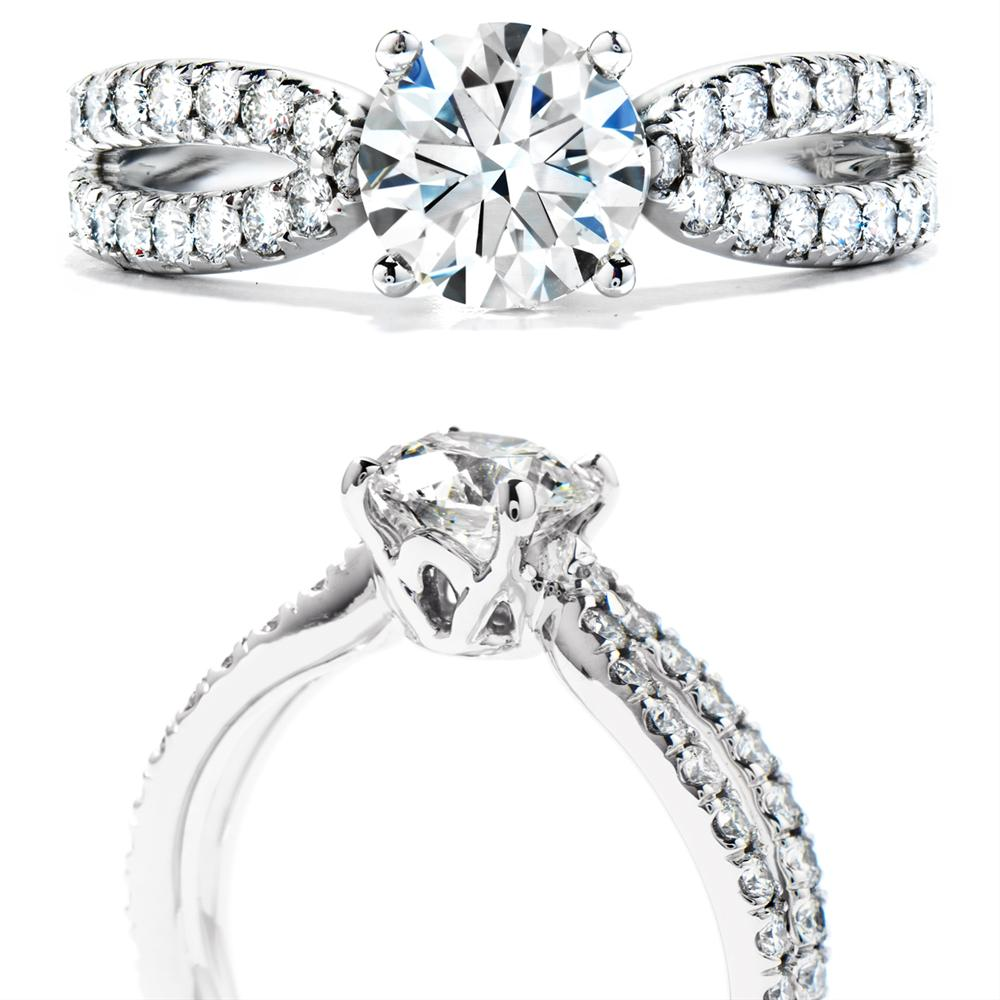 Hearts on Fire Envelop Single Twist Round Diamond Engagement Ring
