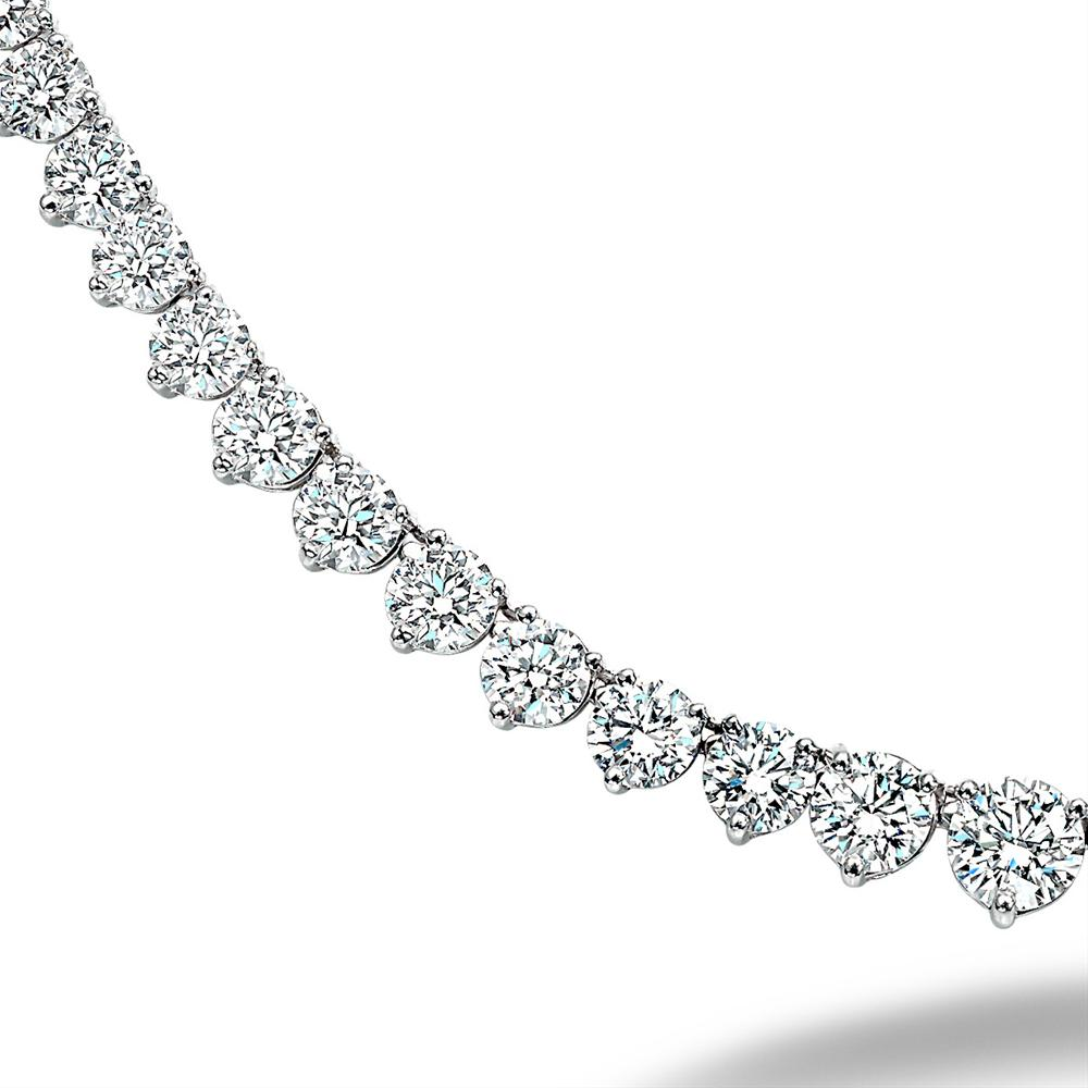 Forevermark Ideal Cut Round Diamond Eternity Tennis Necklace 18K White Gold