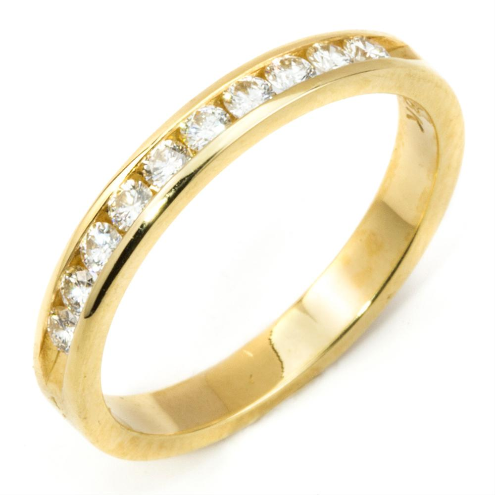 Round Diamond Channel Set Wedding Band Ring Yellow Gold 18K .31 Carat