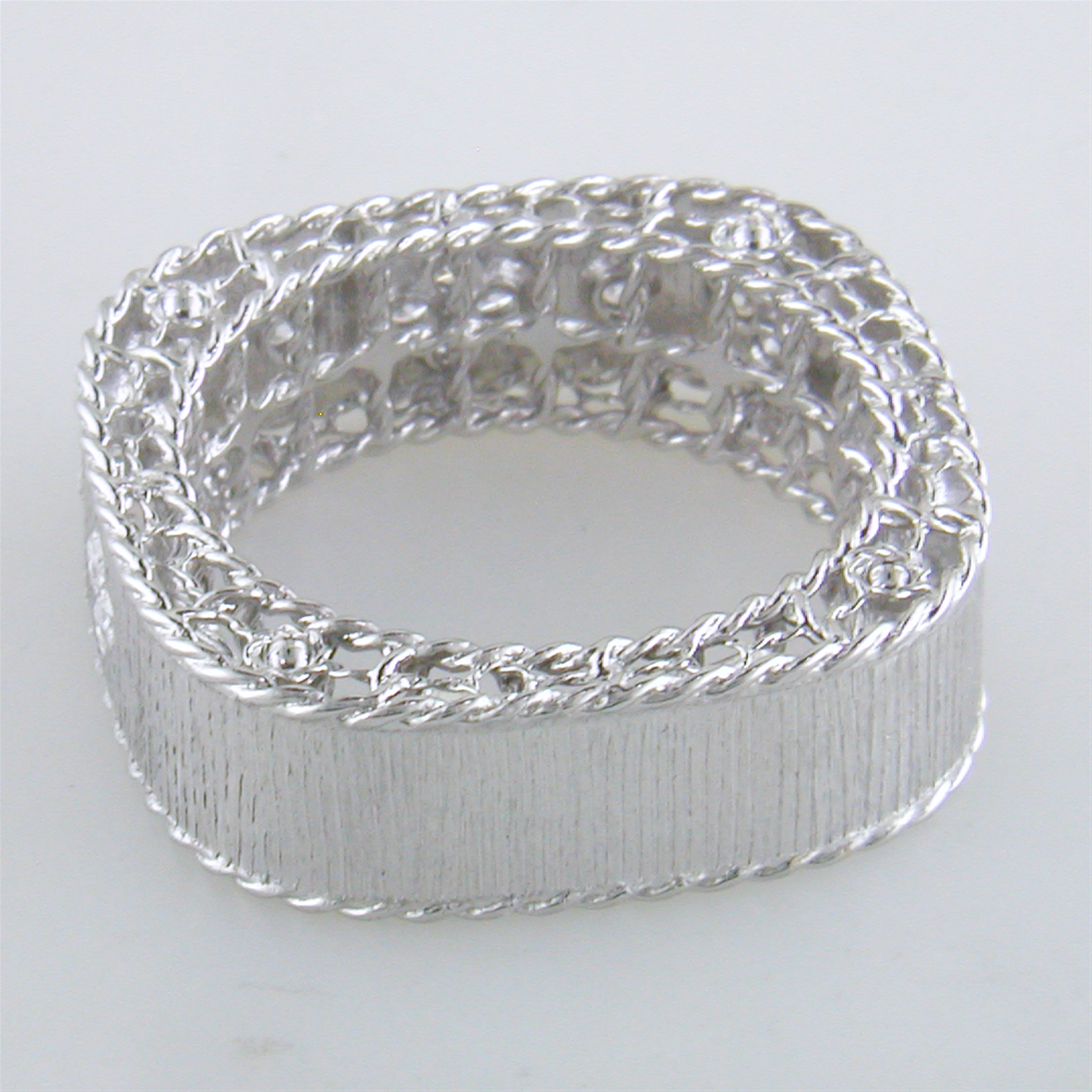 Roberto Coin White Gold Princess Diamond Fleur De Lis Square Ring